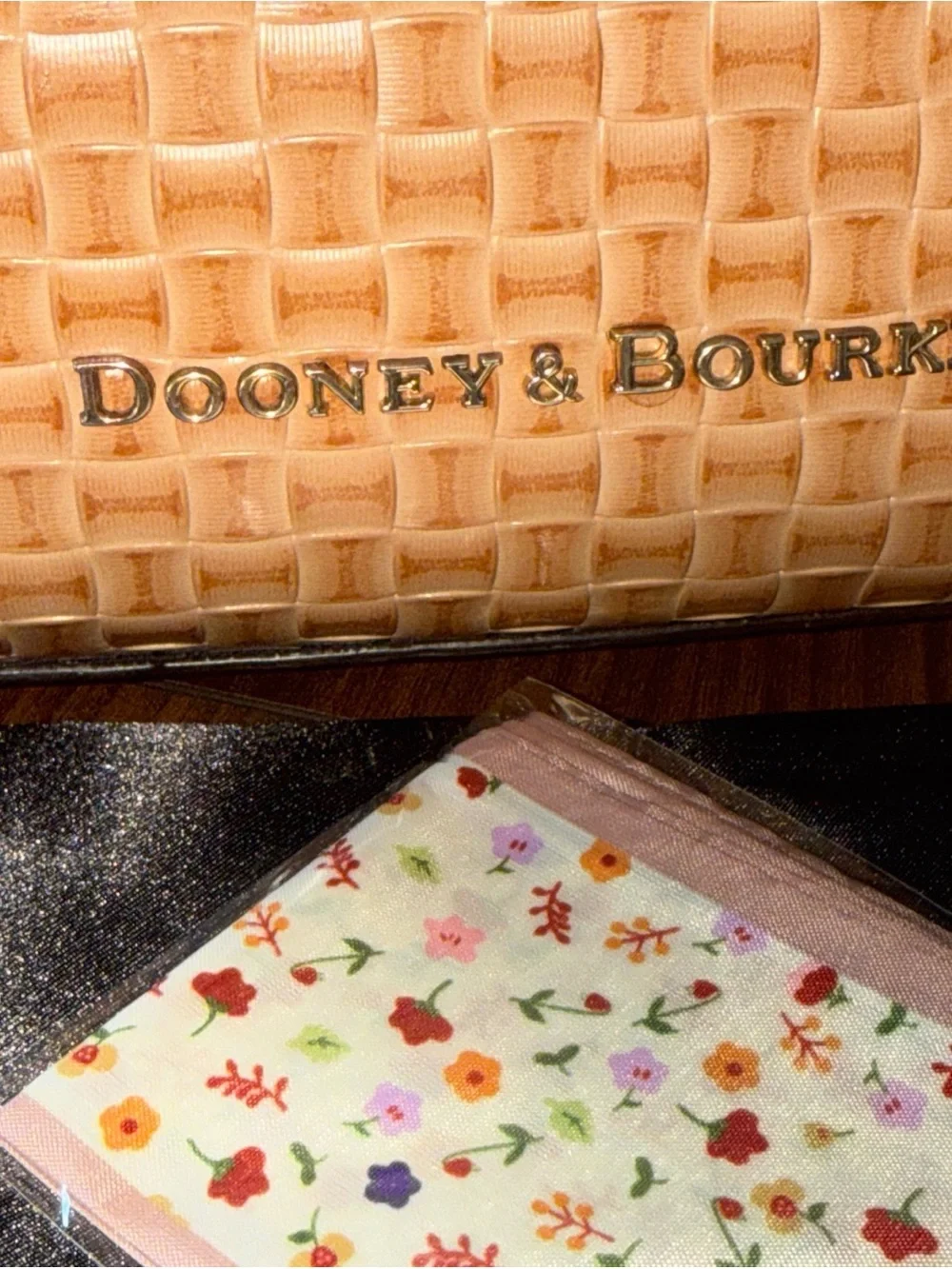 Dooney & Bourke Tan Woven Tote with Dark Brown Trim - Picture 16 of 16